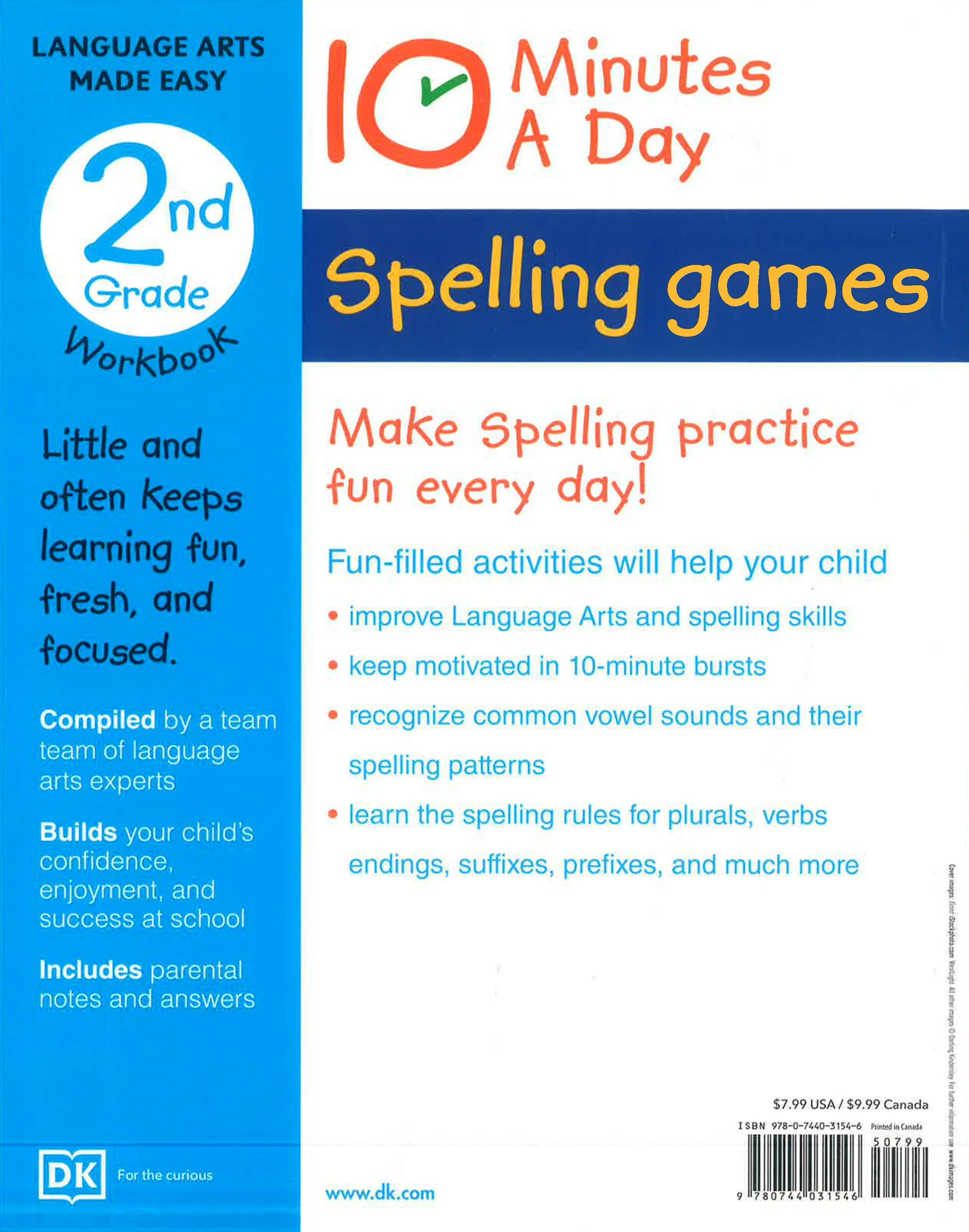 10 Minutes A Day Spelling Games, 2nd Grade