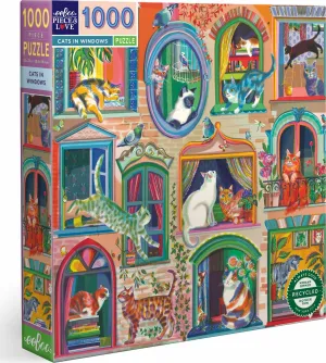 1000pc Puzzle - Cats in Windows