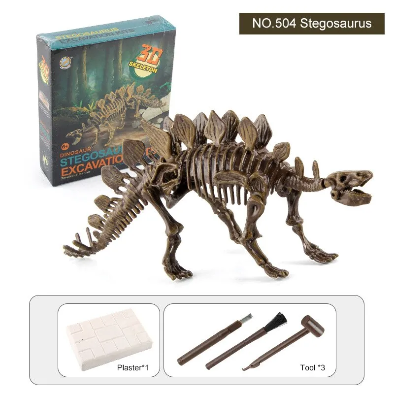 3D Dinosaur Fossil Excavation Kits Education Archeology Exquisite Toy Set Game Action Children Figure Skeleton Model