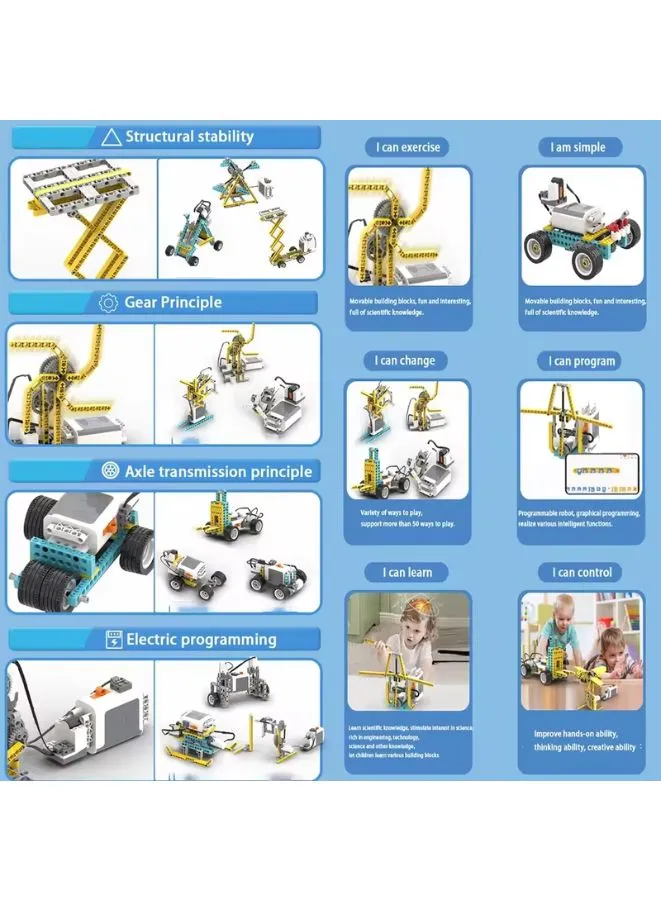 50-in-1 Programmable Robot Kit - 702 PCS DIY STEM Building, Blocks Learning & Educational Toys, App Control