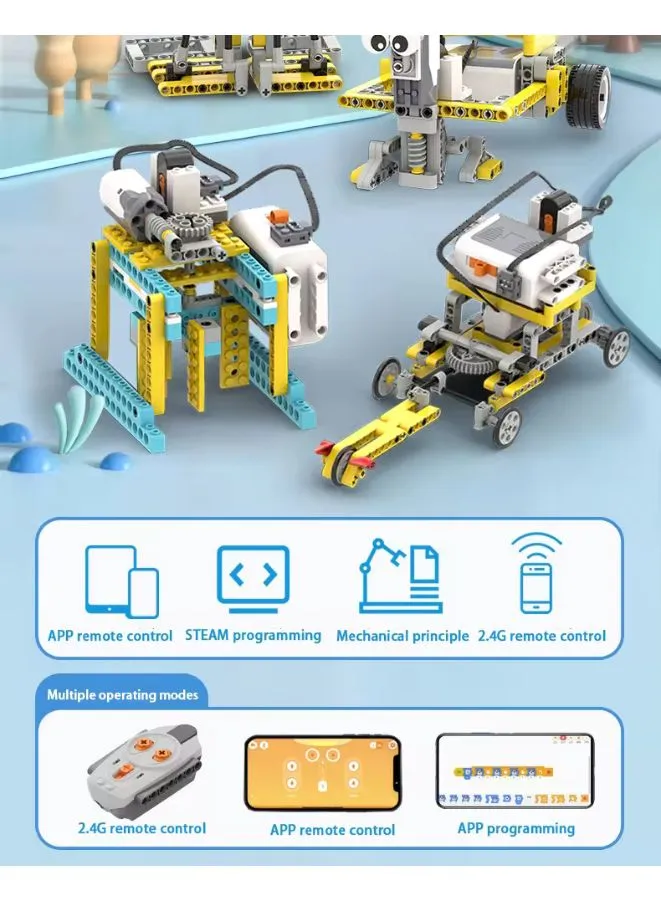 50-in-1 Programmable Robot Kit - 702 PCS DIY STEM Building, Blocks Learning & Educational Toys, App Control