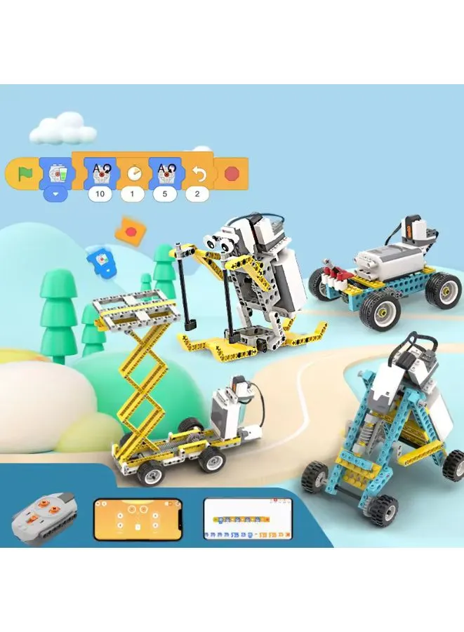 50-in-1 Programmable Robot Kit - 702 PCS DIY STEM Building, Blocks Learning & Educational Toys, App Control
