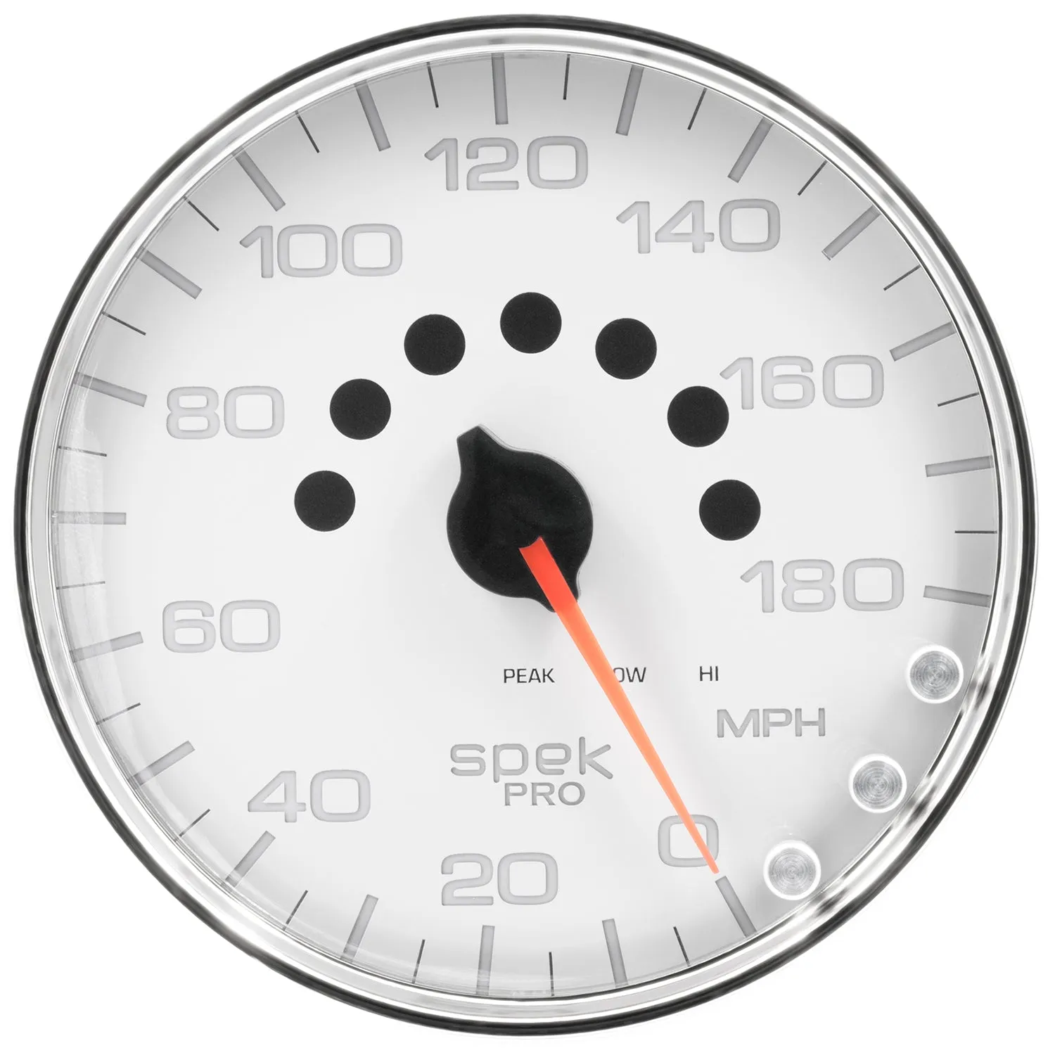 AutoMeter P23011 GAUGE; SPEEDOMETER; 5in.; 180 MPH; ELEC. PROGRAMMABLE; WHITE/CHROME; SPEK-PRO