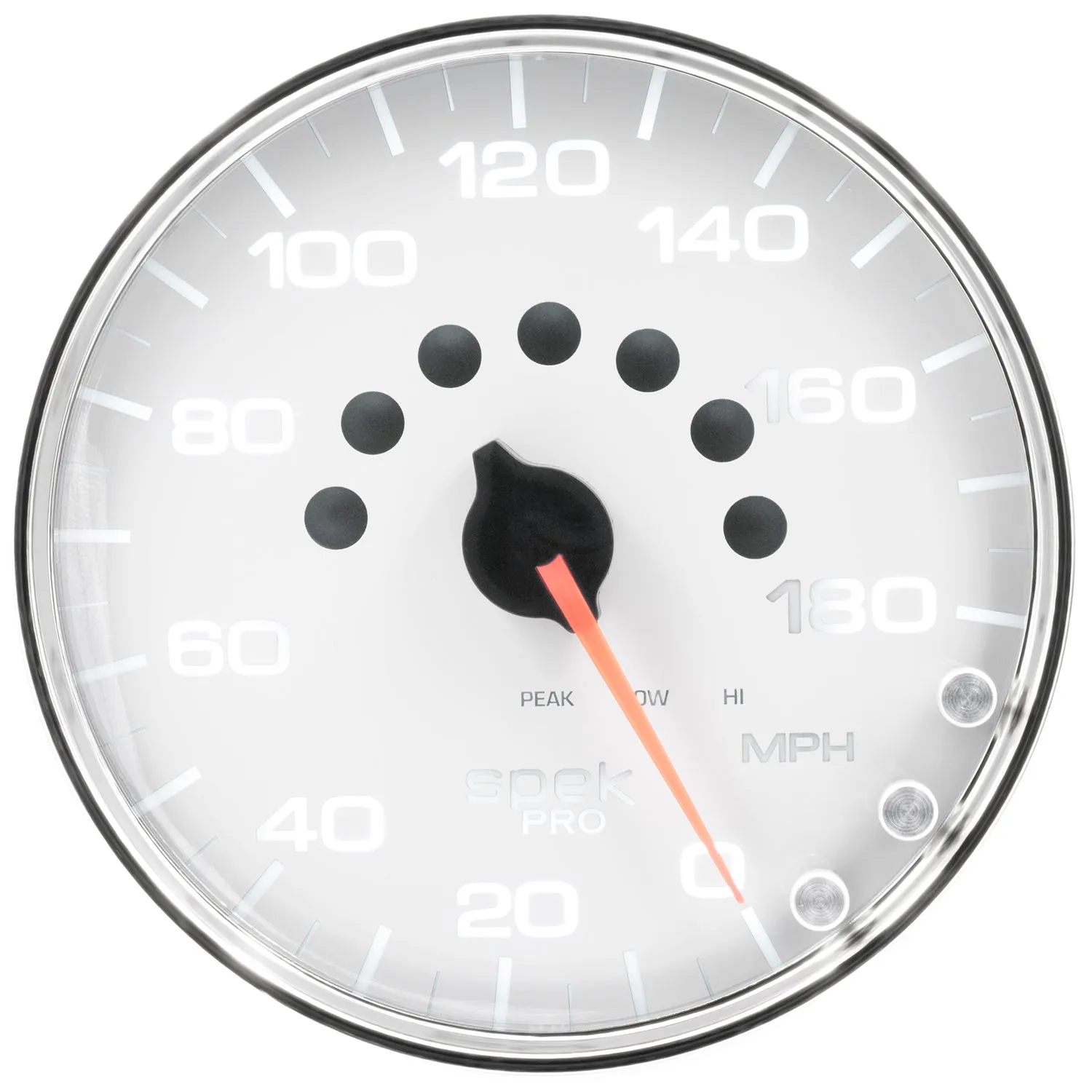 AutoMeter P23011 GAUGE; SPEEDOMETER; 5in.; 180 MPH; ELEC. PROGRAMMABLE; WHITE/CHROME; SPEK-PRO