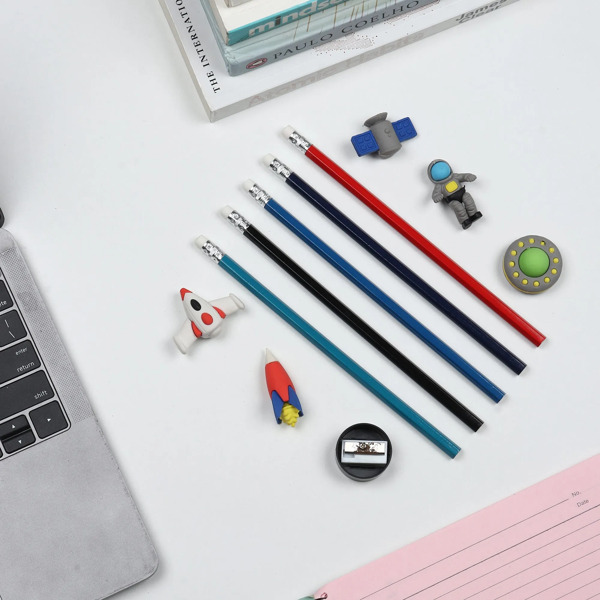 Cute Little Space Station Pencils & Eraser Set (Pack Of 1)