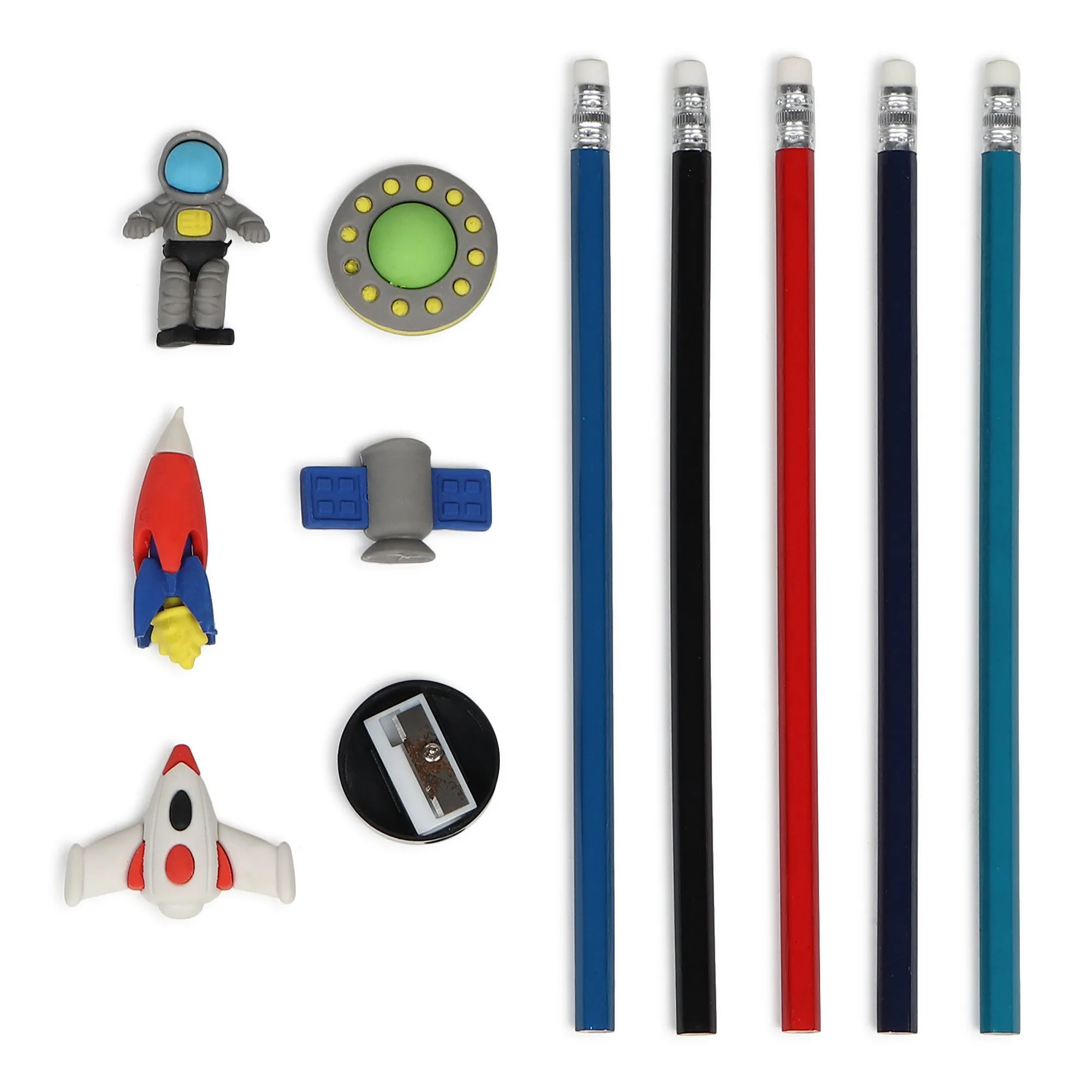 Cute Little Space Station Pencils & Eraser Set (Pack Of 1)