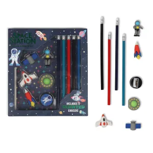 Cute Little Space Station Pencils & Eraser Set (Pack Of 1)