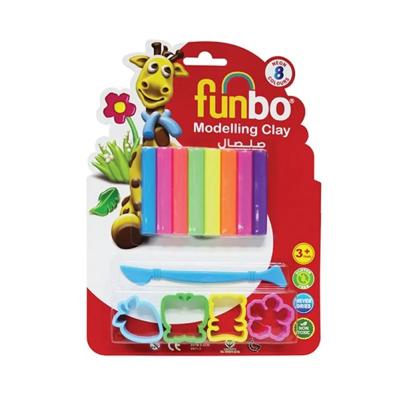 Funbo Colour Modelling Clay with 3 Mould 100g 8 Neno Colors Set