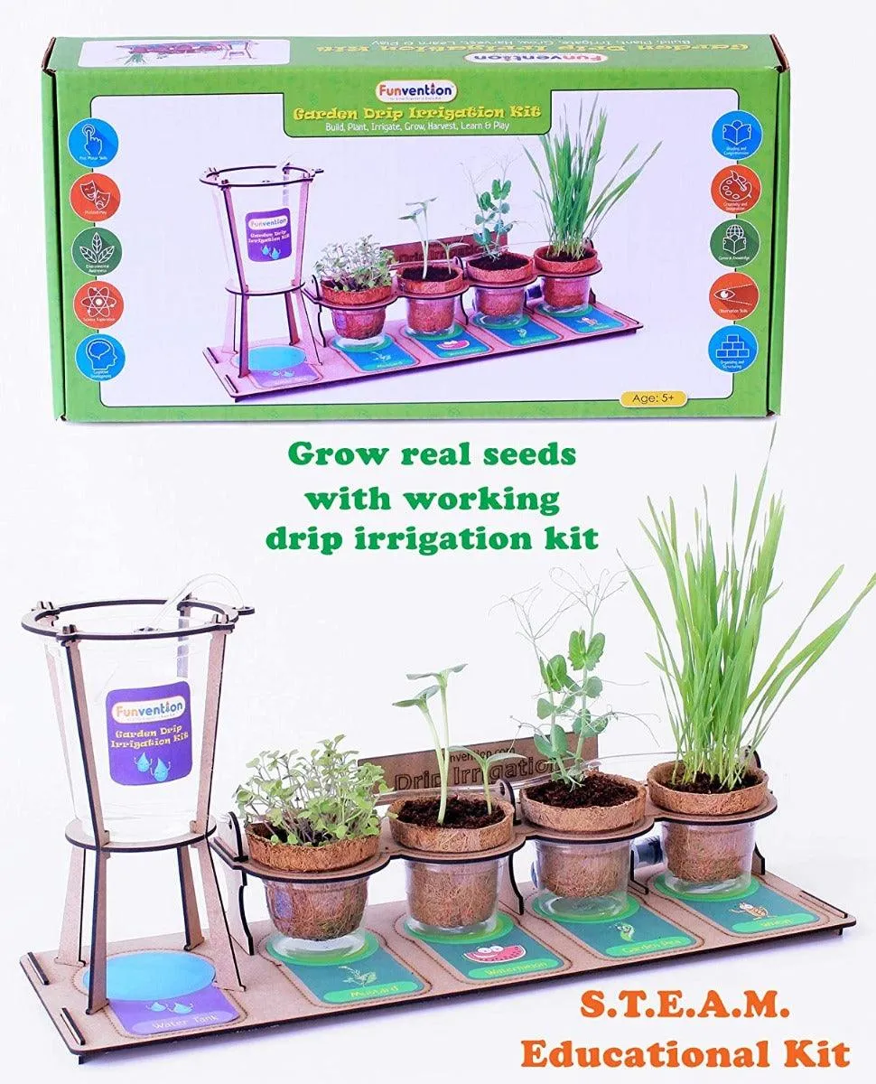 Funvention Garden Drip Irrigation Kit - Build, Plant, Grow, Harvest Water Saving Concept - STEM Learning Kit