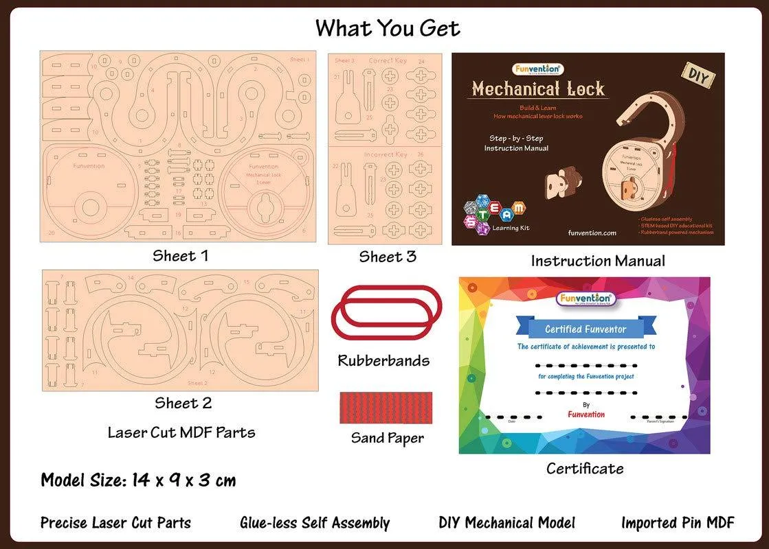 Funvention Mechanical Lock - DIY STEM base learning Utility kit