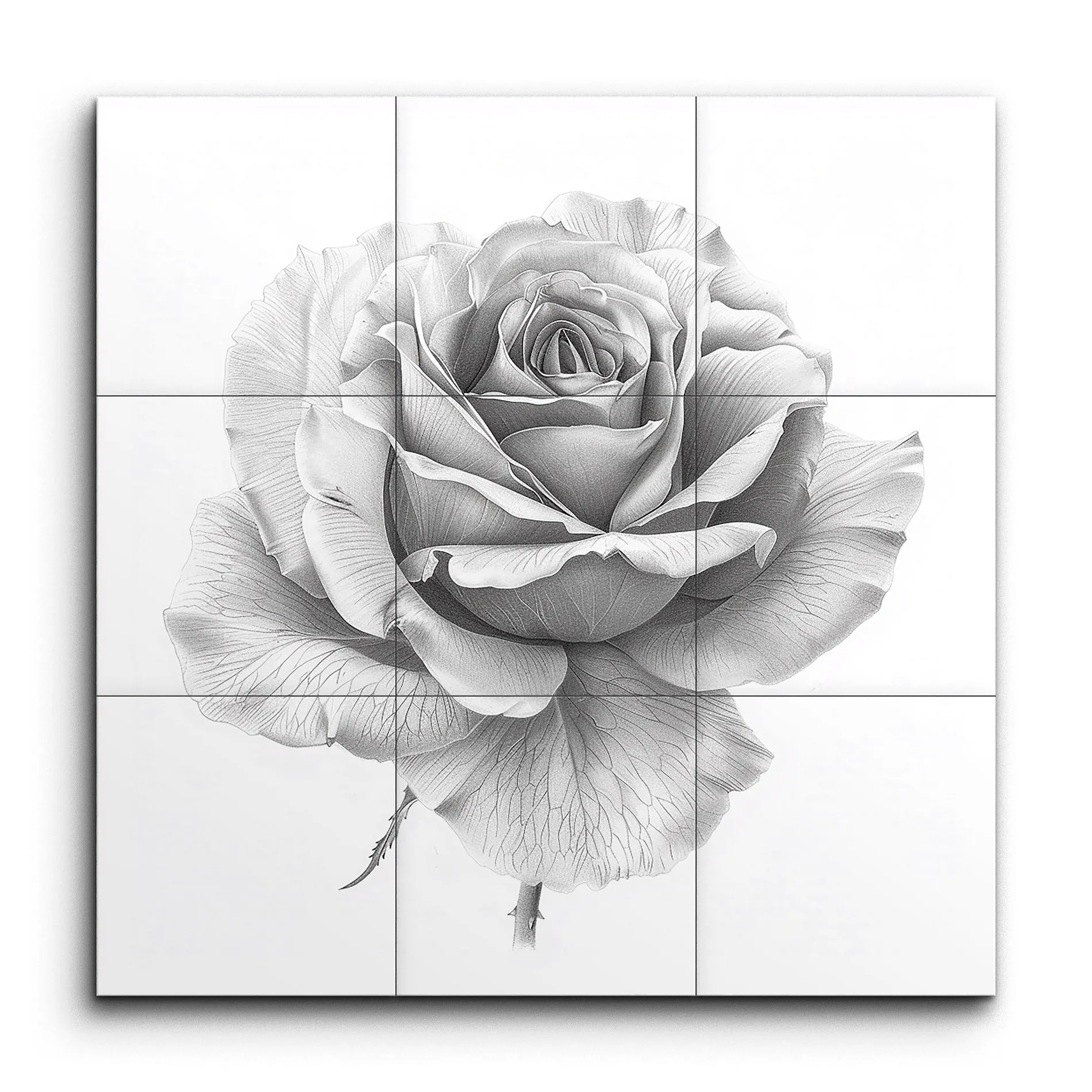 Hyper-Realistic Grayscale Rose Drawing