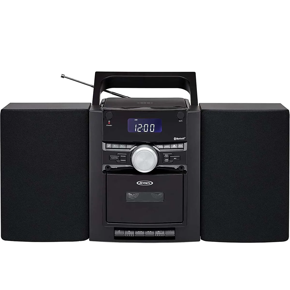 Jensen Audio Portable Bluetooth CD Music System with Cassette and PLL AM/FM Radio