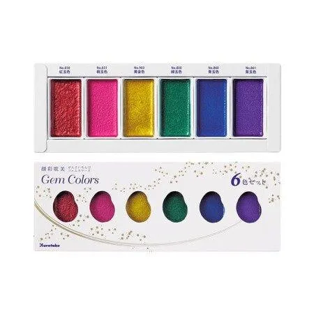 Kuretake GEM COLORS Bright Color 6-Color Set MC20GC/6V Painting Tools