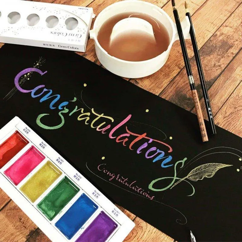 Kuretake GEM COLORS Bright Color 6-Color Set MC20GC/6V Painting Tools