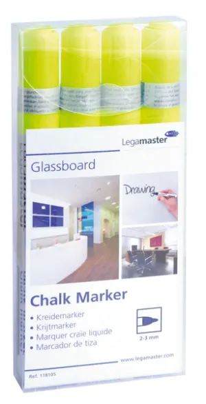 Legamaster Chalk Marker,  Yellow Color, Pack Of 4, Part Number: 7-118105