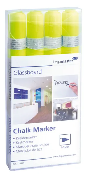 Legamaster Chalk Marker,  Yellow Color, Pack Of 4, Part Number: 7-118105