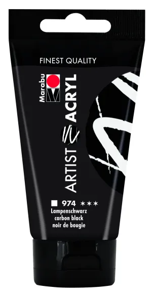 Marabu Artist Acryl, 974 Carbon Black, 75 Ml