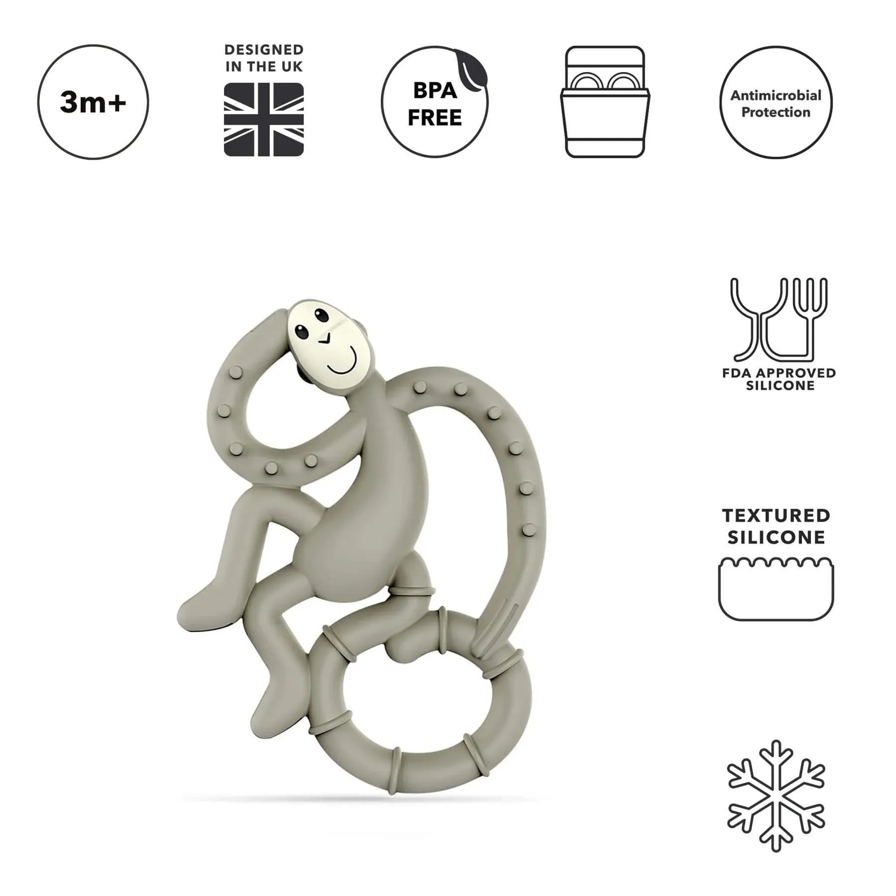 Matchstick Monkey Mini Monkey Teether (Grey)
