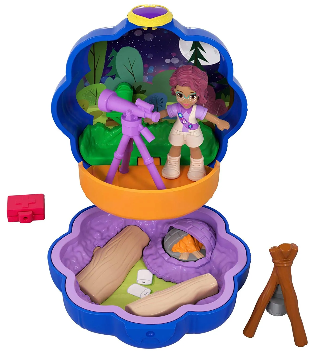 Polly Pocket Tiny Pocket Places Camping Compact! Shani Doll