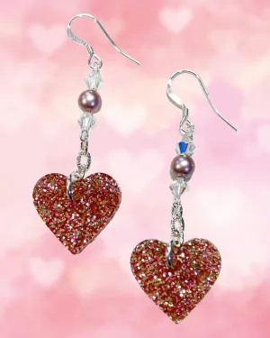 Powder Rose Heart Earring
