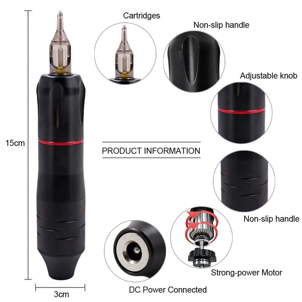 Professional Tattoo Machine Kit TP-5 Power Supply Tattoo Rotary Gun Digital Dual LCD Display Cartridges For Tattoo Artist Gift