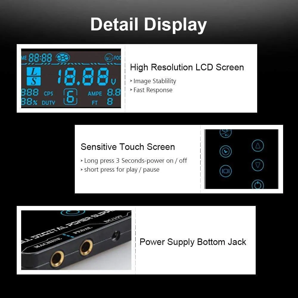 Professional Tattoo Machine Kit TP-5 Power Supply Tattoo Rotary Gun Digital Dual LCD Display Cartridges For Tattoo Artist Gift