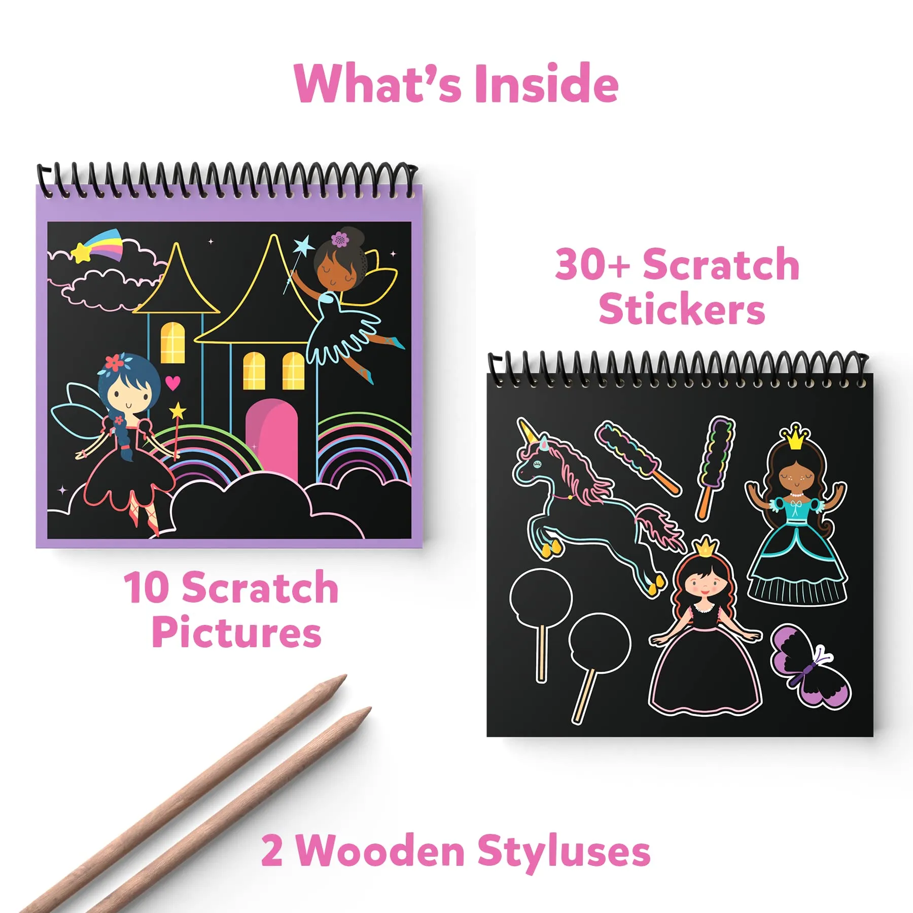 Skillmatics Magical Scratch Art Book - Unicorns & Princesses, Craft Kits, DIY Activity & Stickers, Gifts for Girls & Boys Ages 3, 4, 5, 6, 7, 8