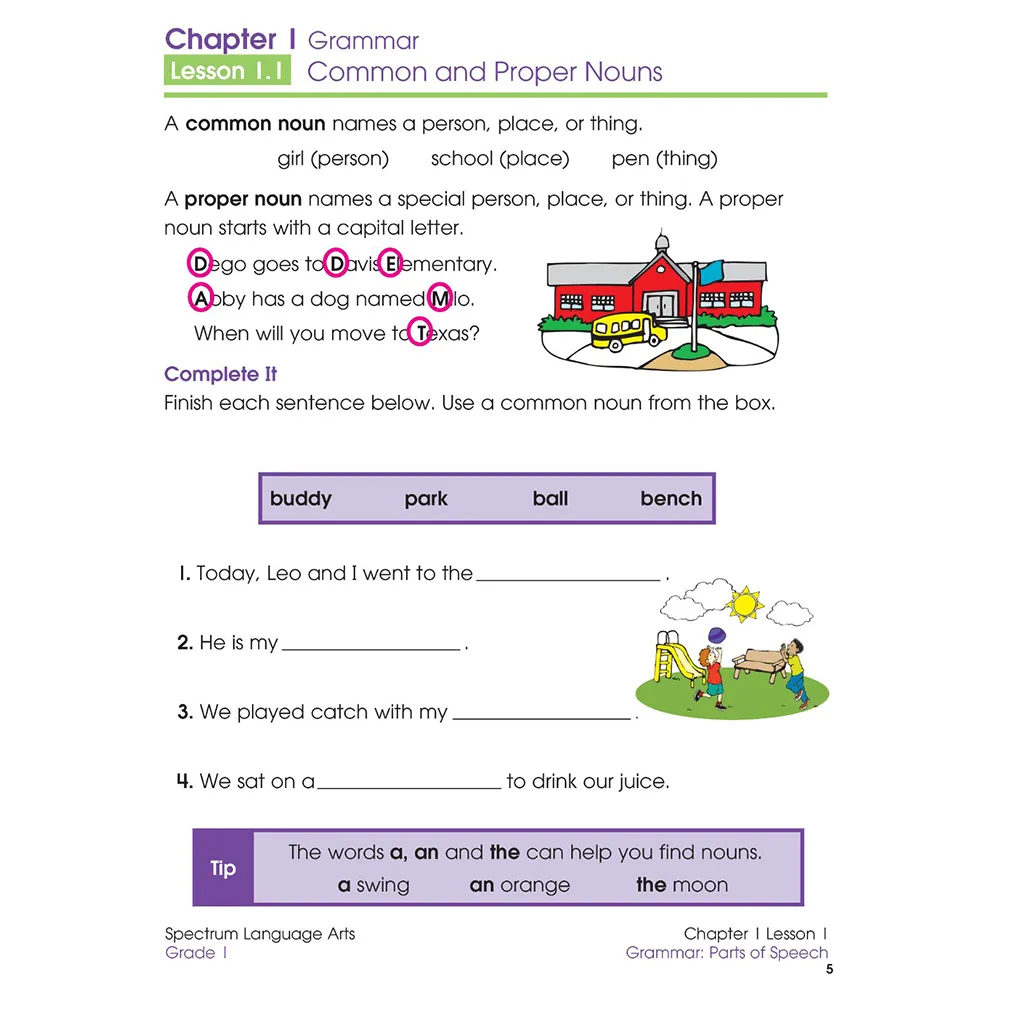 Spectrum Language Arts Grade 1