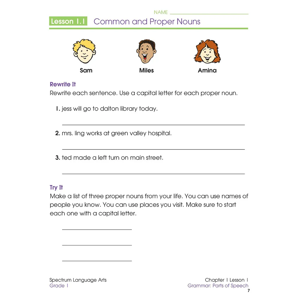 Spectrum Language Arts Grade 1