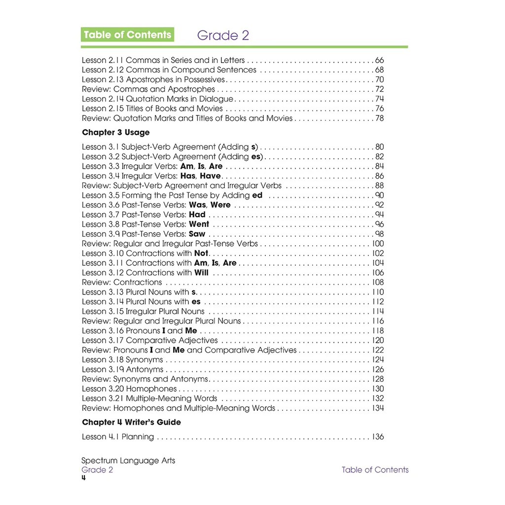 Spectrum Language Arts Grade 2