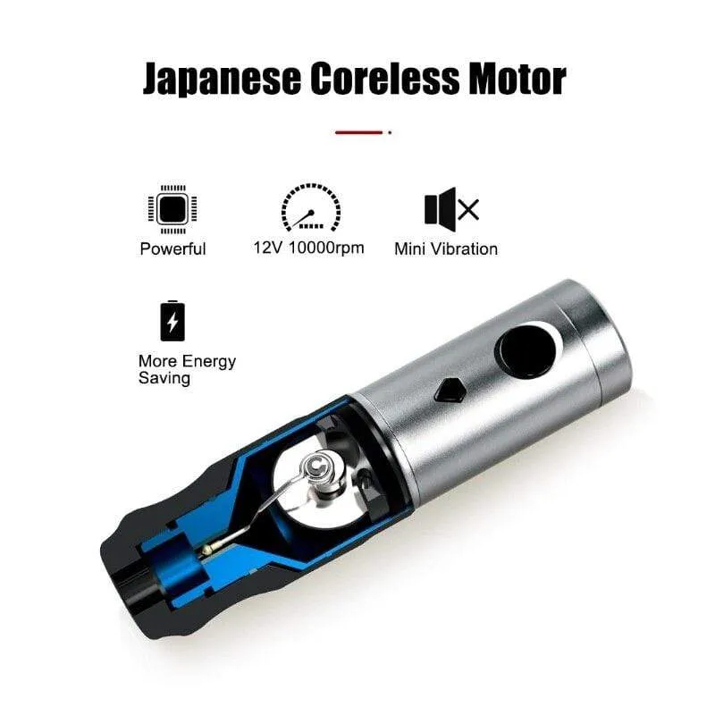 Wireless Tattoo Pen Machine Japanese Coreless Motor 2 Battery Pack Tattoo Supplies