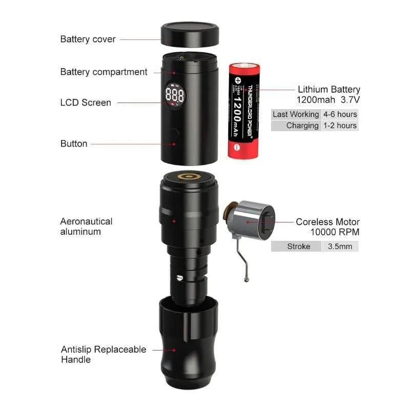 Wireless Tattoo Pen Machine Japanese Coreless Motor 2 Battery Pack Tattoo Supplies