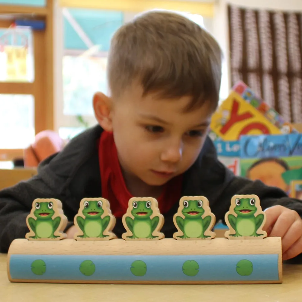 Yellow Door® Five Frogs on a Log | Wooden Number Line & Matching Game