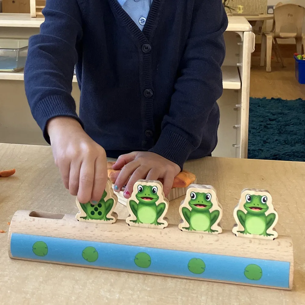 Yellow Door® Five Frogs on a Log | Wooden Number Line & Matching Game
