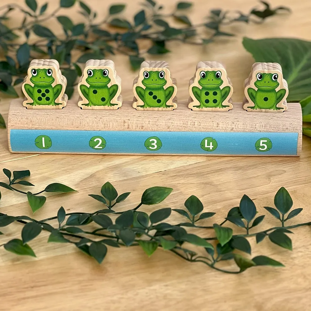 Yellow Door® Five Frogs on a Log | Wooden Number Line & Matching Game