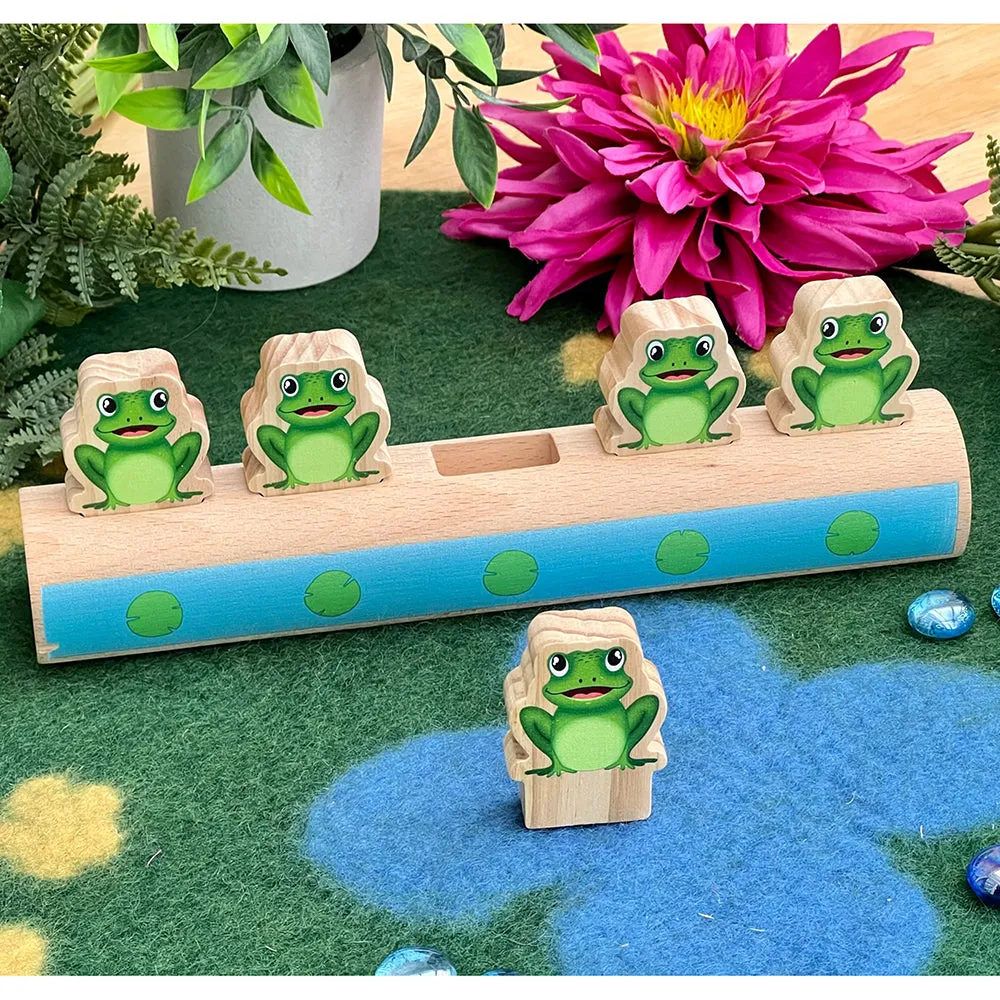 Yellow Door® Five Frogs on a Log | Wooden Number Line & Matching Game