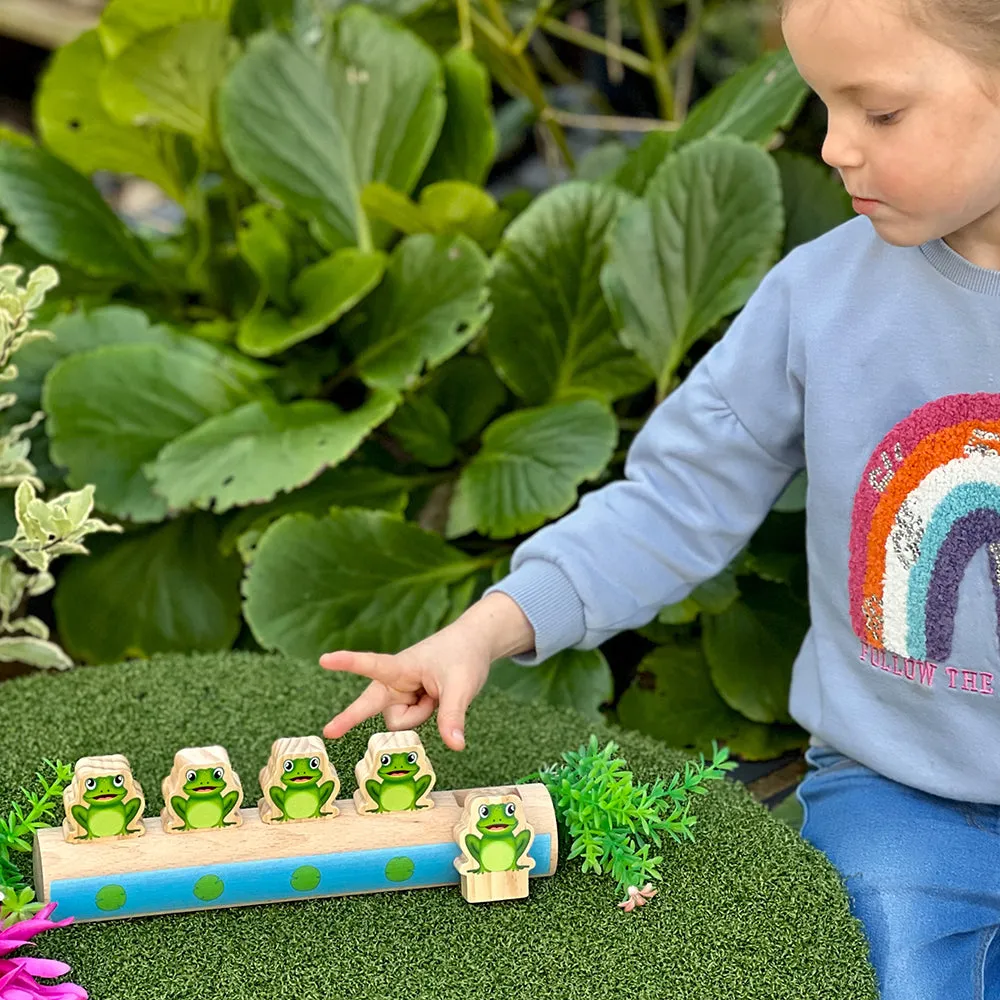 Yellow Door® Five Frogs on a Log | Wooden Number Line & Matching Game