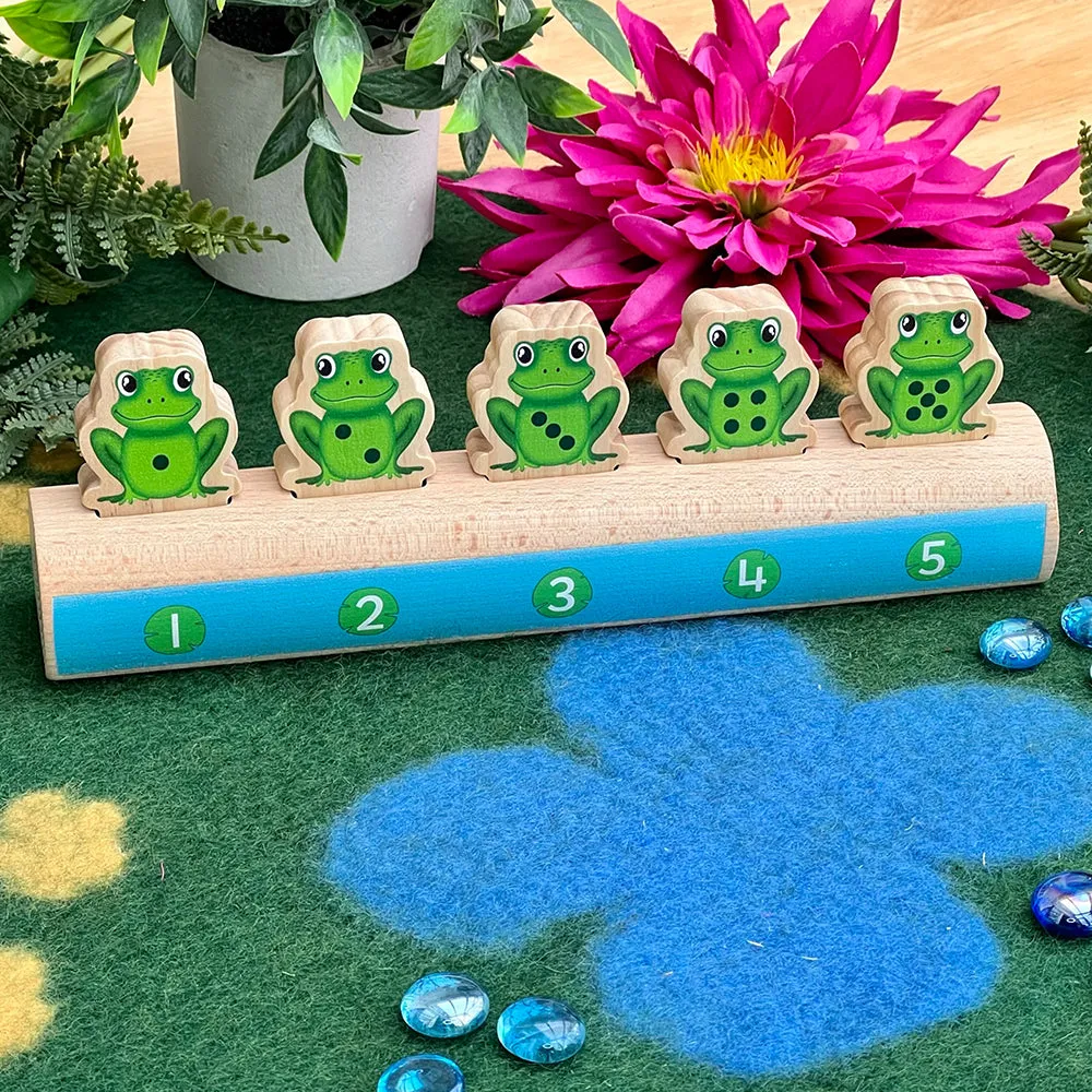 Yellow Door® Five Frogs on a Log | Wooden Number Line & Matching Game