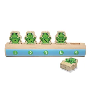 Yellow Door® Five Frogs on a Log | Wooden Number Line & Matching Game