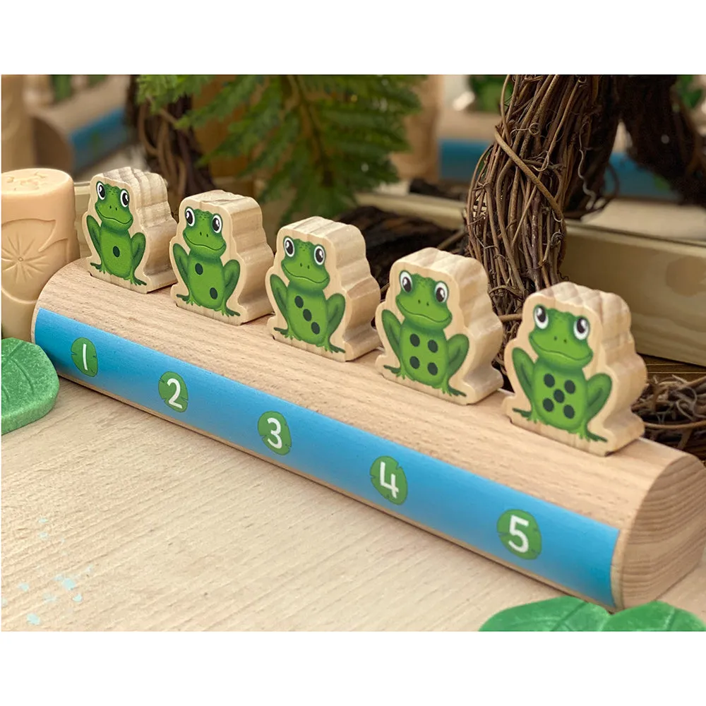 Yellow Door® Five Frogs on a Log | Wooden Number Line & Matching Game